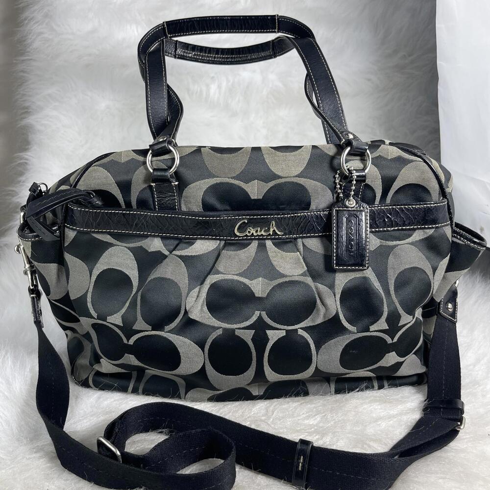Vantage COACH Ashley Signature Diaper Baby Bag Large Tote Purse F18376 Black